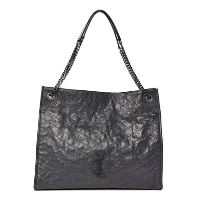 Saint Laurent Crinkled Calfskin Matelasse Monogram Niki Shoulder Bag Storm 1 of 10