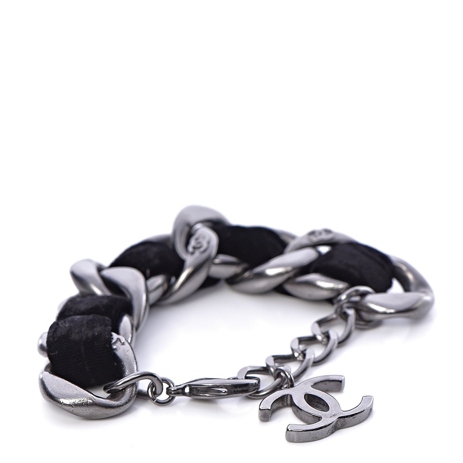 Chanel Velvet CC Chain Bracelet Black Ruthenium 3 of 5