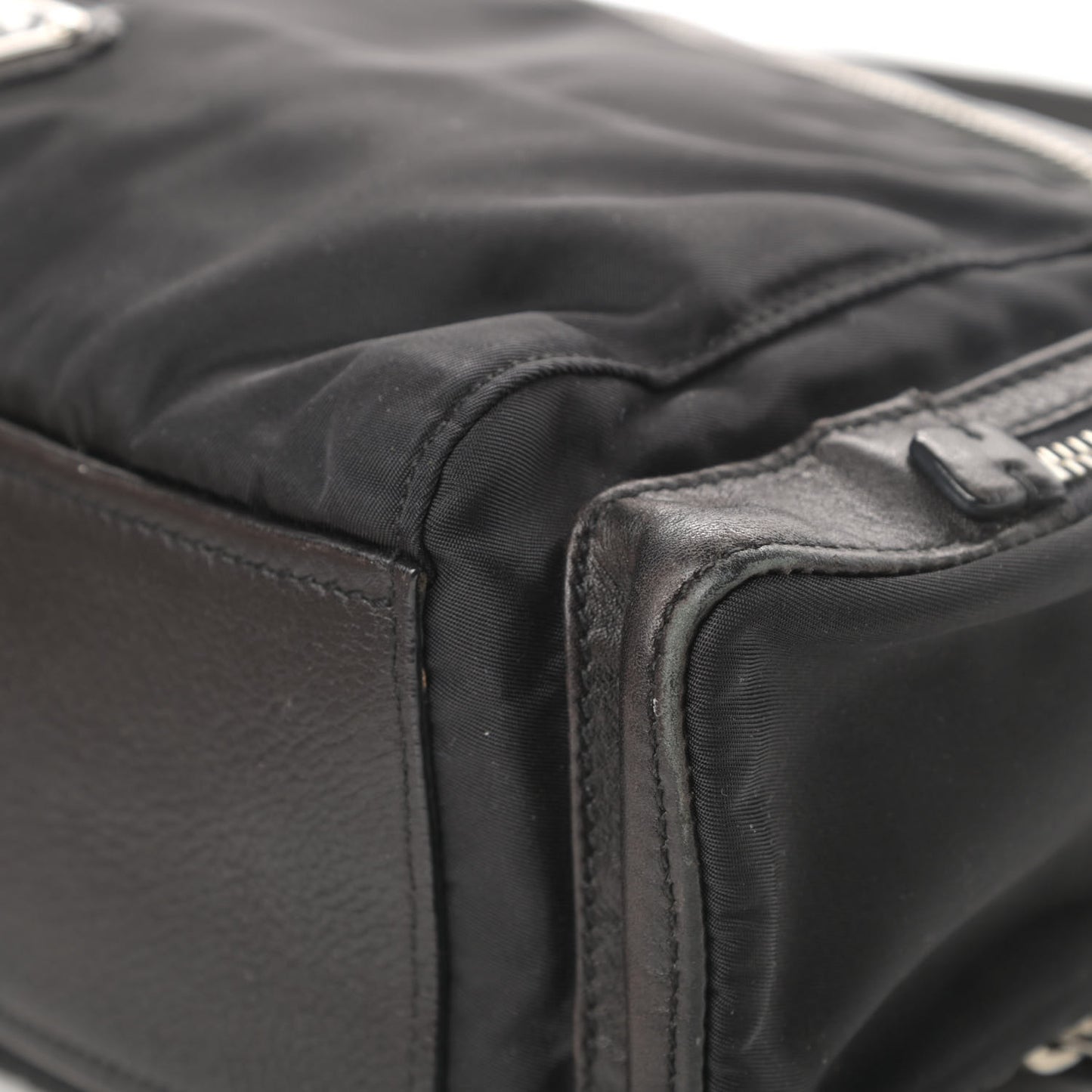 Soft Calfskin Tessuto Nylon Shoulder Bag Black
