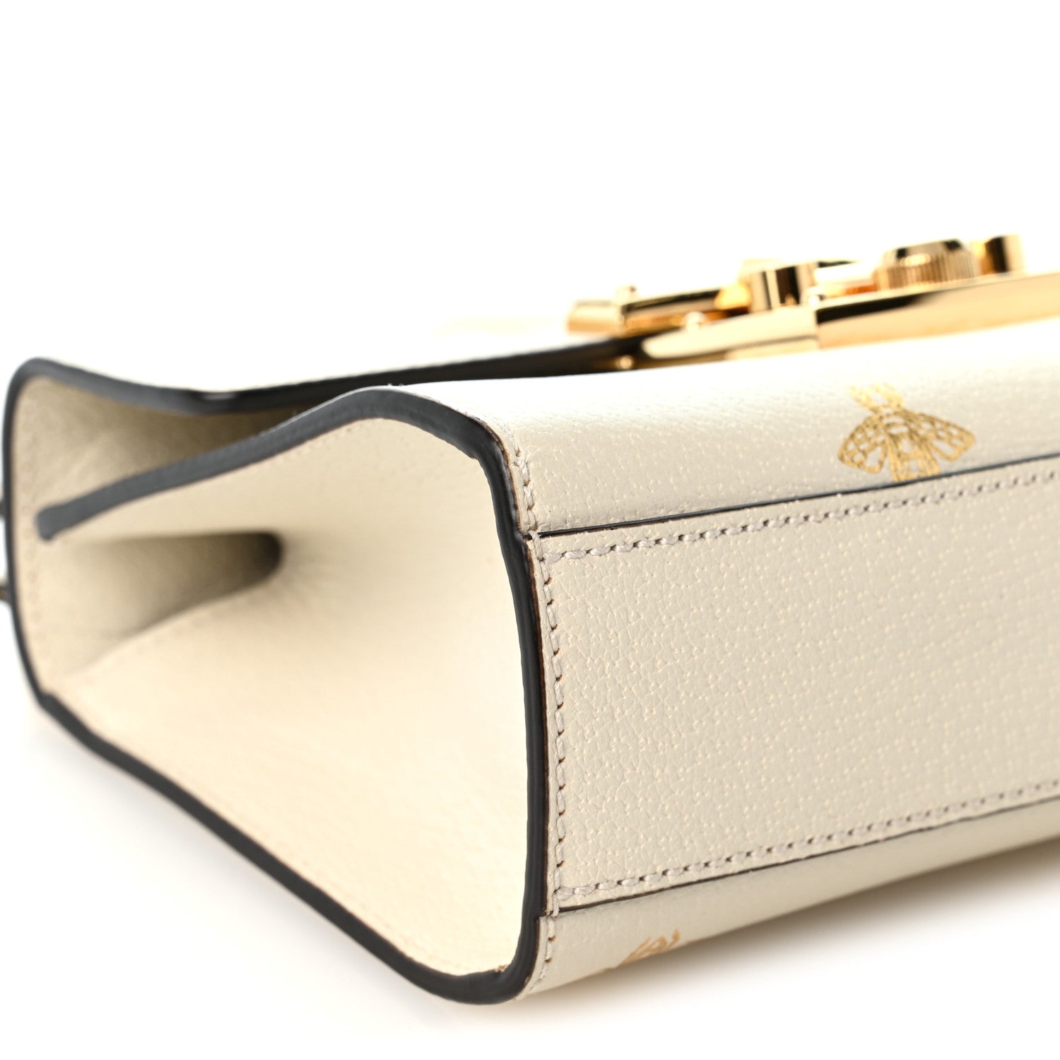 Gucci Grained Calfskin Bee Star Small Padlock Shoulder Bag White 9 of 10