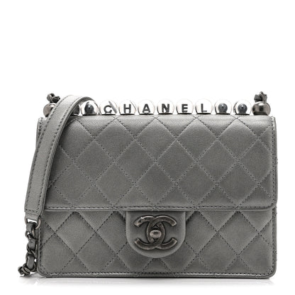 Chanel Metallic Goatskin Quilted Small Chic Pearls Flap Silver 1 of 10
