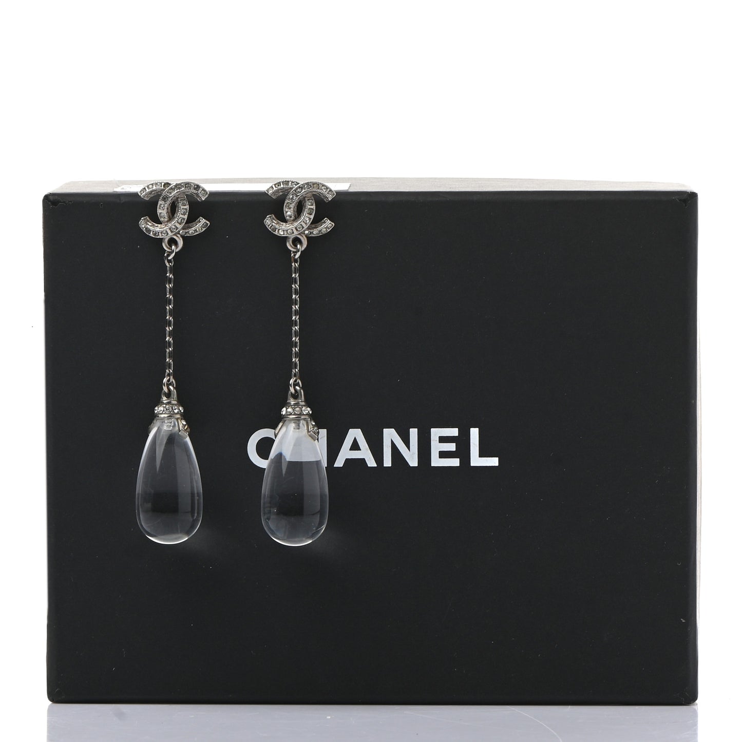Crystal Resin CC Drop Earrings Silver