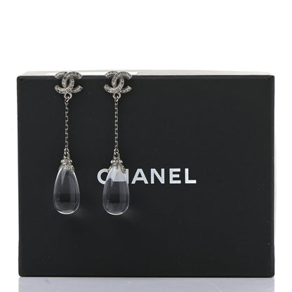 Chanel Crystal Resin CC Drop Earrings Silver 5 of 5