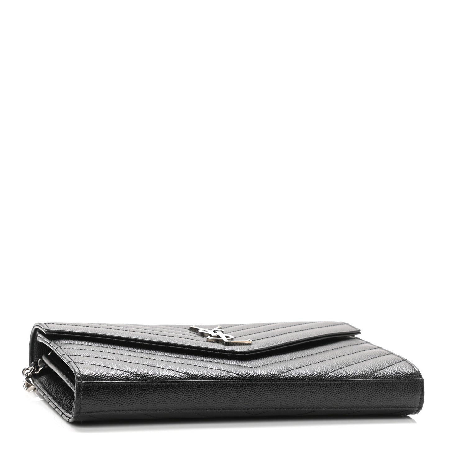 Grain De Poudre Matelasse Chevron Monogram Chain Wallet Black
