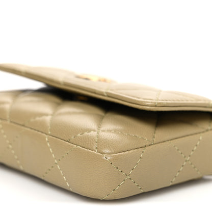 Chanel Lambskin Enamel Quilted Coco Hearts Clutch With Chain Light Green 11 of 11