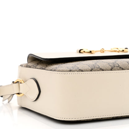 Gucci GG Supreme Monogram Small Horsebit 1955 Shoulder Bag Beige Mystic White 9 of 10