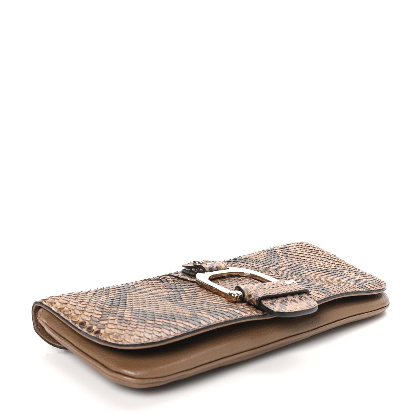 Snakeskin Deerskin Greenwich Clutch Beige