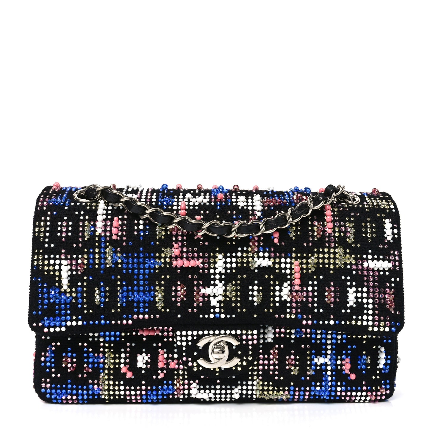 Crystal Tweed CC Medium Double Flap Black