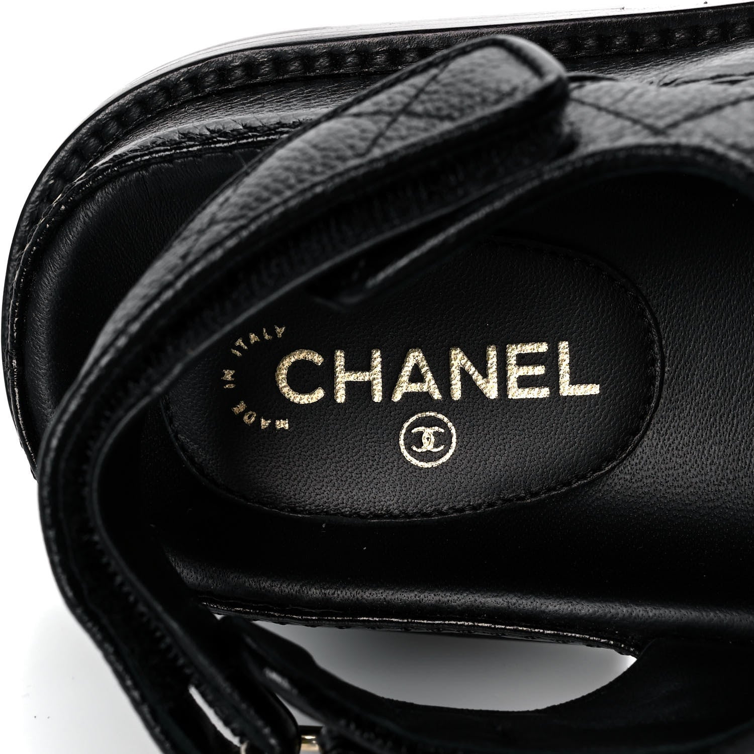 Chanel Grained Calfskin Velcro Dad Sandals 35 Black 7 of 9