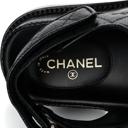Chanel Grained Calfskin Velcro Dad Sandals 35 Black 7 of 9