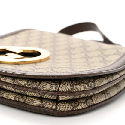Gucci GG Supreme Monogram Textured Dollar Calfskin Web Medium Blondie Top Handle Shoulder Flap Bag Beige Ebony New Acero 11 of 11