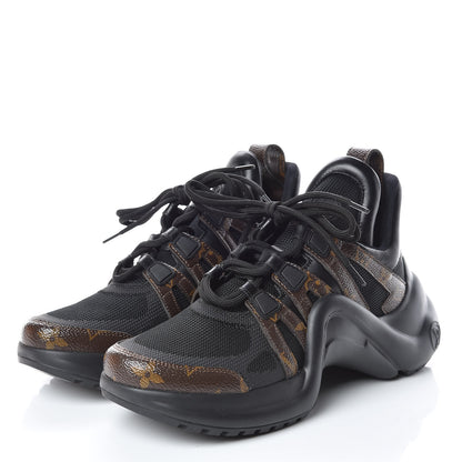 Louis Vuitton Calfskin Patent Monogram LV Archlight Sneakers 37 Black 3 of 9