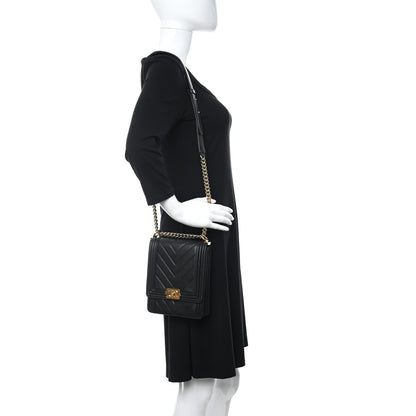 Chanel Calfskin Chrevron Quilted North South Boy Flap Black 2 of 10