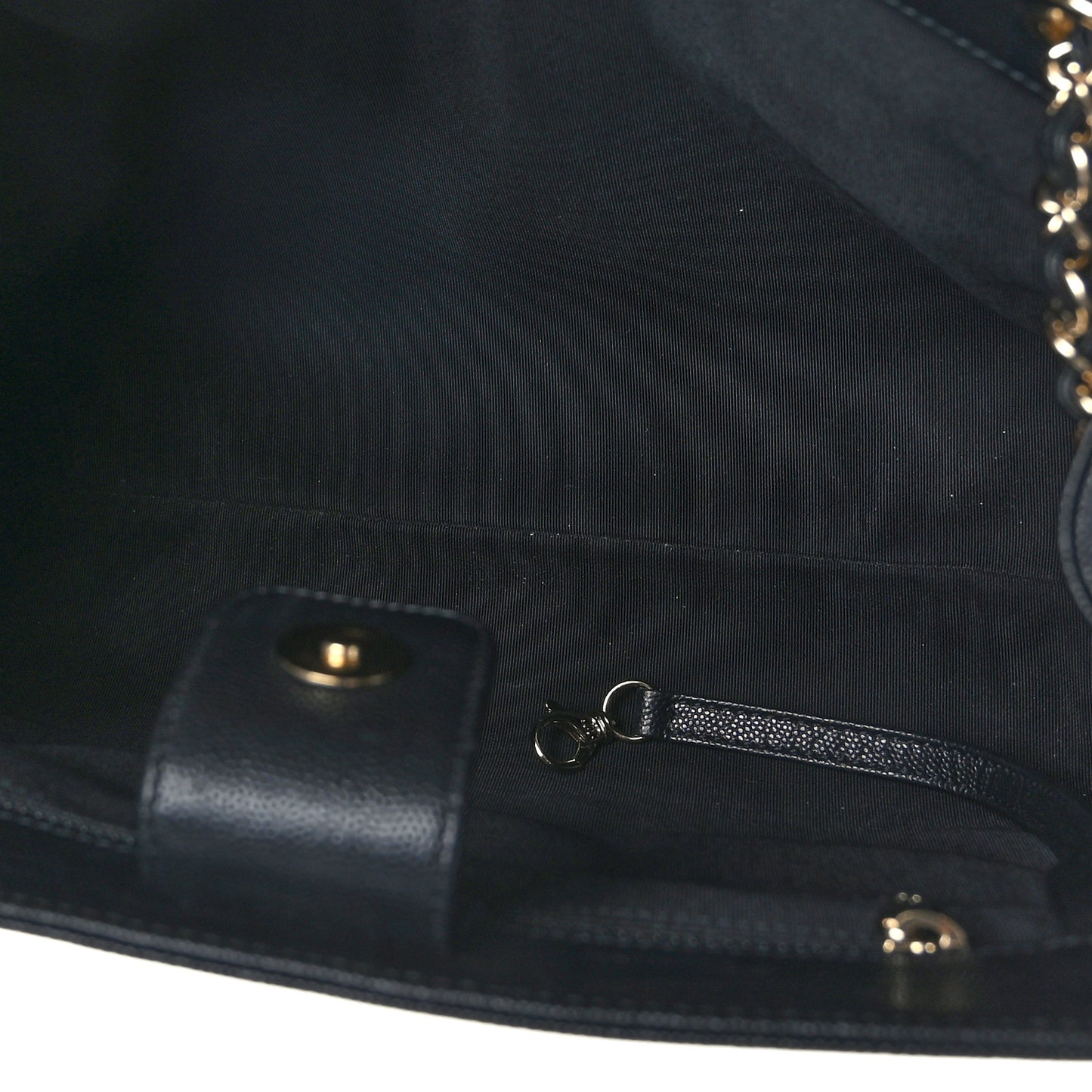 Caviar Quilted In Out Flap Shopping Tote Black