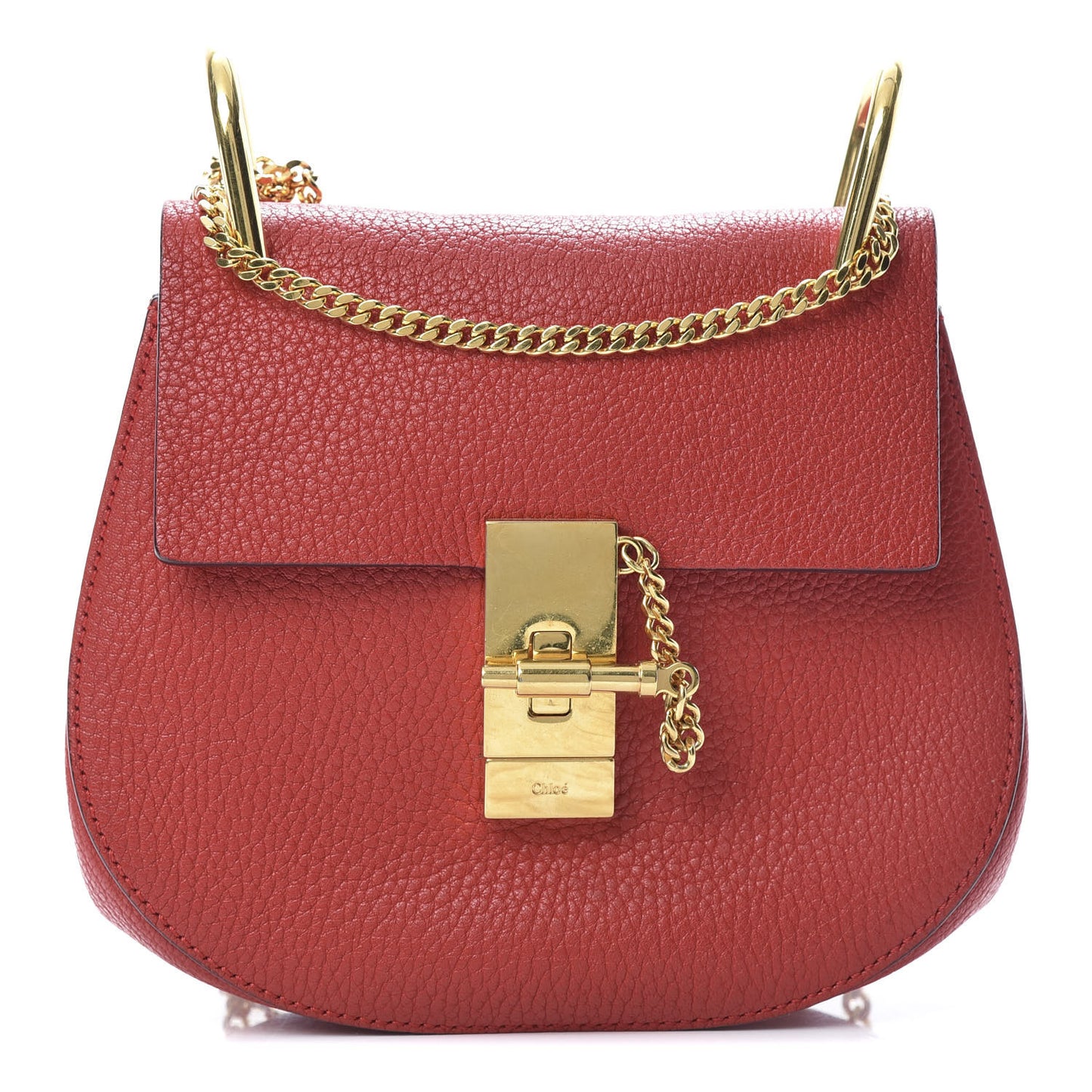 Grained Lambskin Mini Drew Shoulder Bag Plaid Red