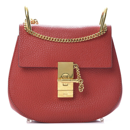 Chloe Grained Lambskin Mini Drew Shoulder Bag Plaid Red 1 of 16