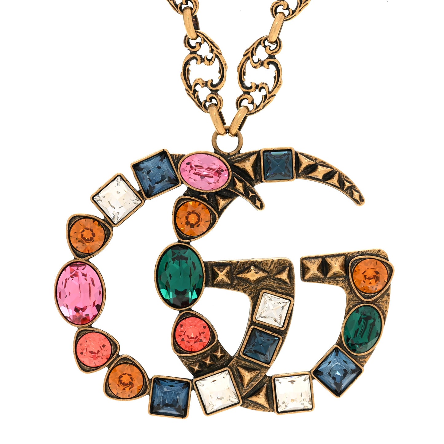 Crystal Marmont Necklace Aged Gold Multicolor