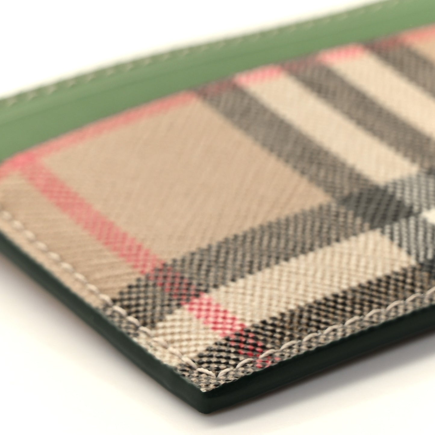 Vintage Check Calfskin Card Case Ivy Green