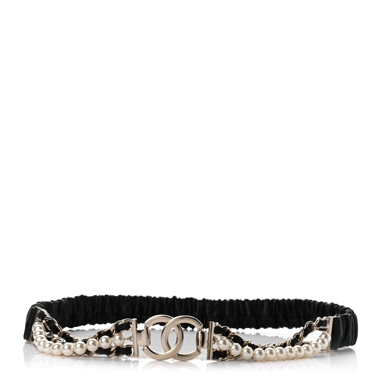 Chanel Lambskin CC Pearl Chain Belt 70 28 Black 1 of 3
