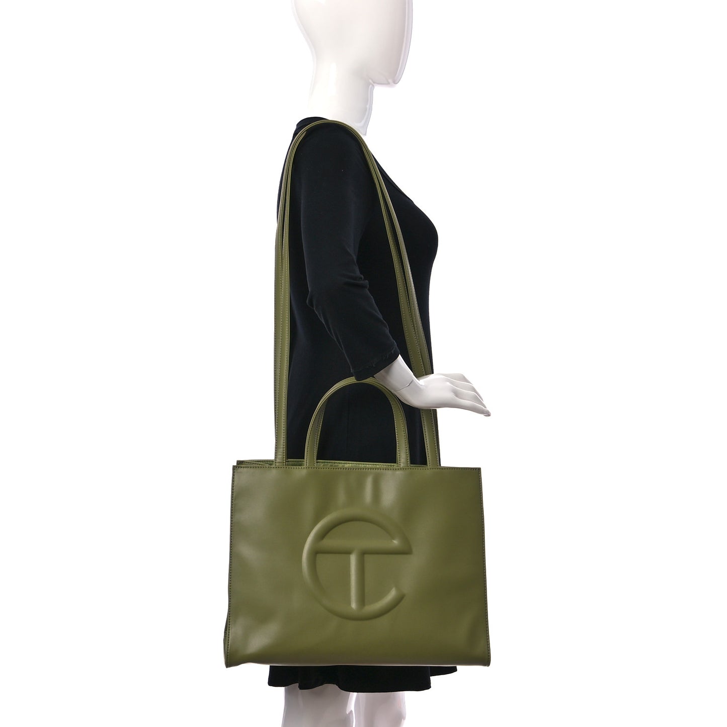 Vegan Leather Medium Shopping Bag Drab