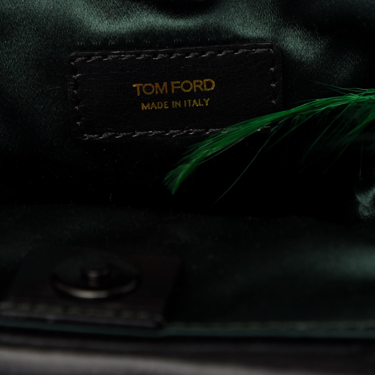 Tom Ford Calfskin Feather Evening Bag Emerald Black 8 of 8