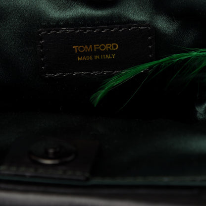 Tom Ford Calfskin Feather Evening Bag Emerald Black 8 of 8