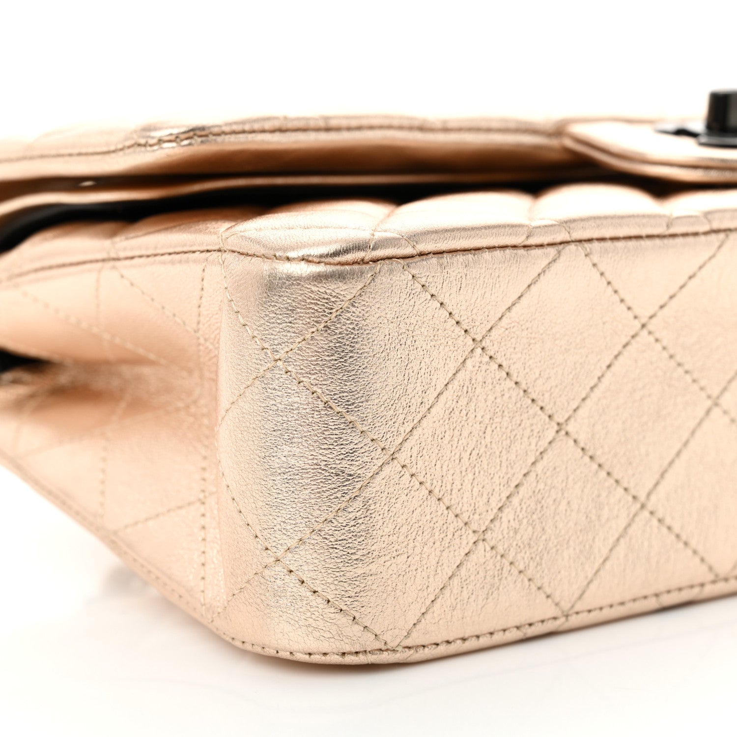 Chanel Metallic Lambskin Quilted Medium Double Flap Gold Black 9 of 12