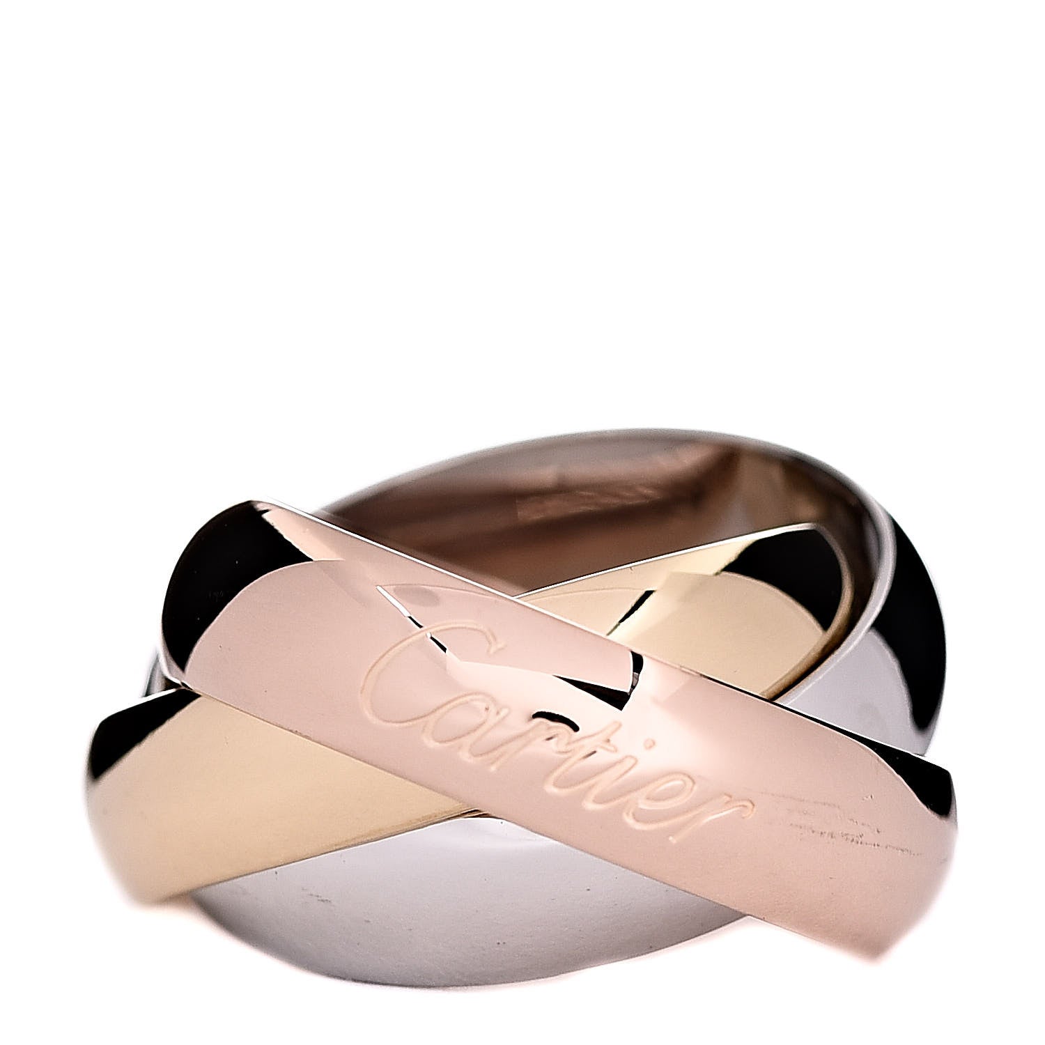 Cartier 18K Pink Yellow White Gold Large Trinity Ring 47 4 1 of 4