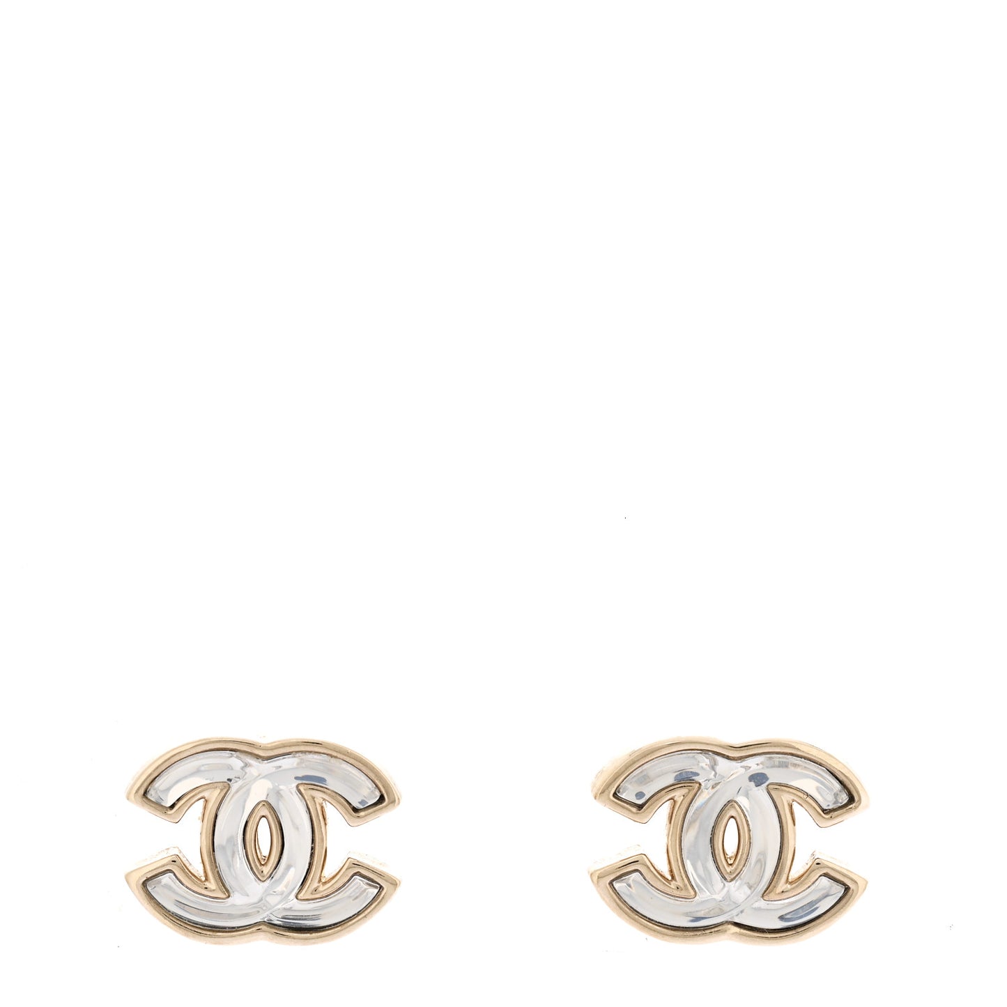 Metal Transparent Enamel CC Earrings Gold