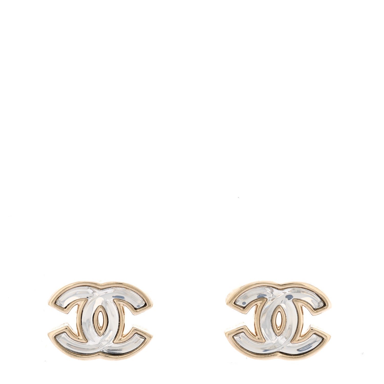 Chanel Metal Transparent Enamel CC Earrings Gold 1 of 5