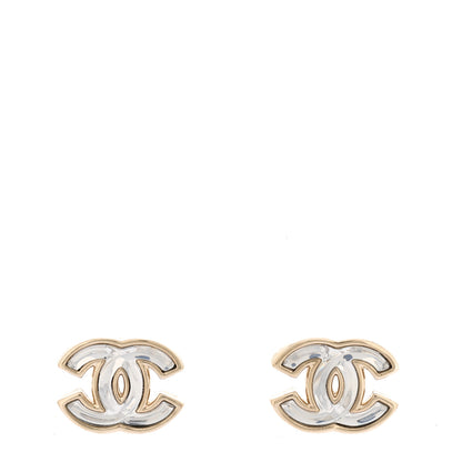 Chanel Metal Transparent Enamel CC Earrings Gold 1 of 5