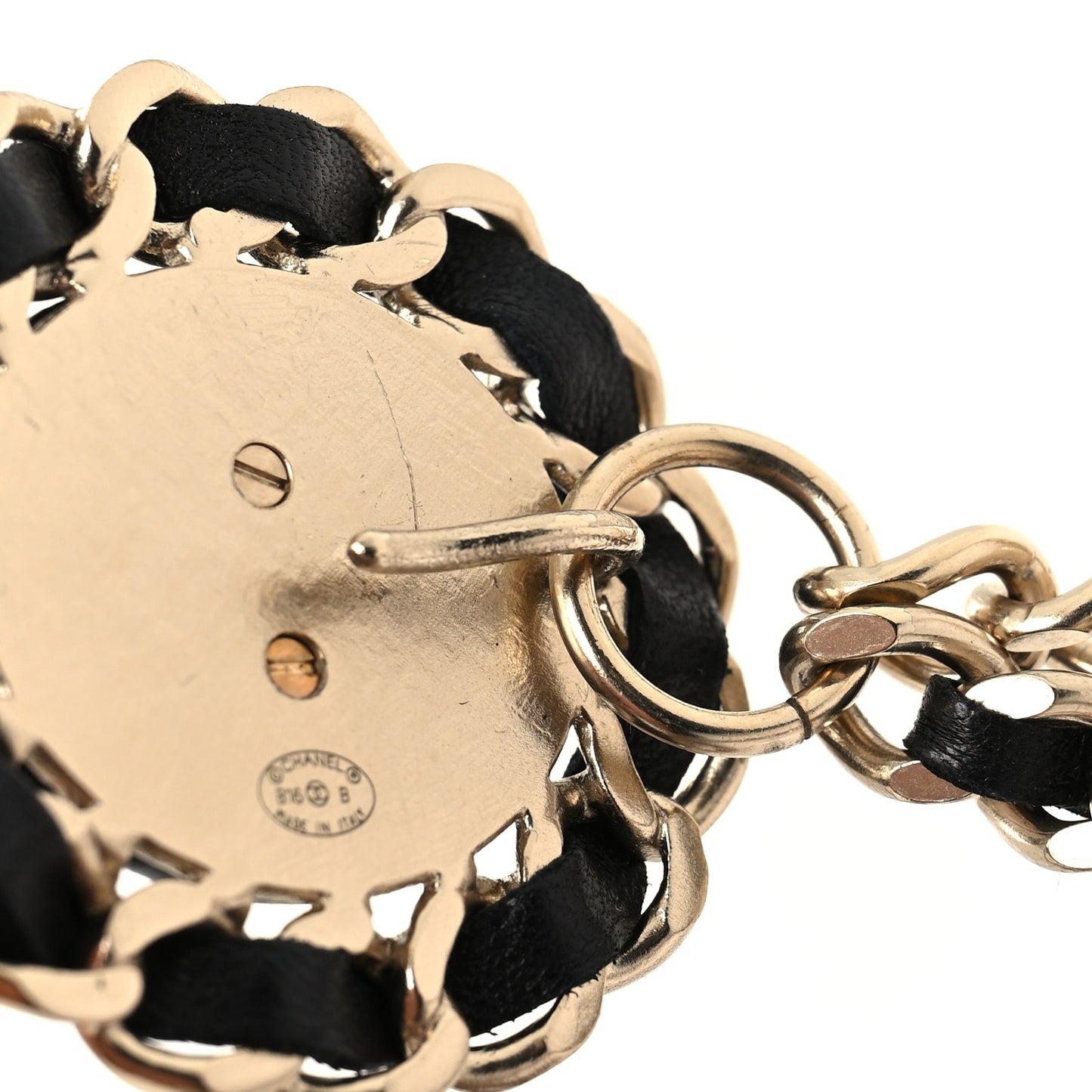 Lambskin Chain CC Fancy Belt Black Gold