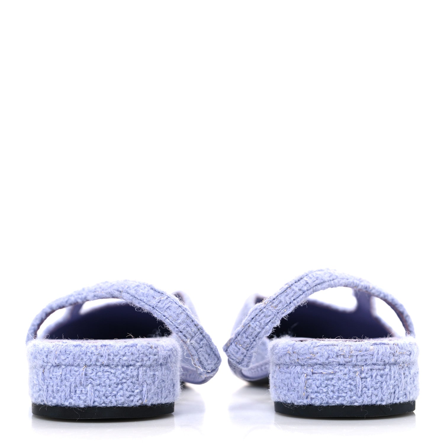 Chanel Iridescent Wool Tweed Patent Cap Toe CC Slingback Flats 39.5 Light Purple Silver Black 6 of 11