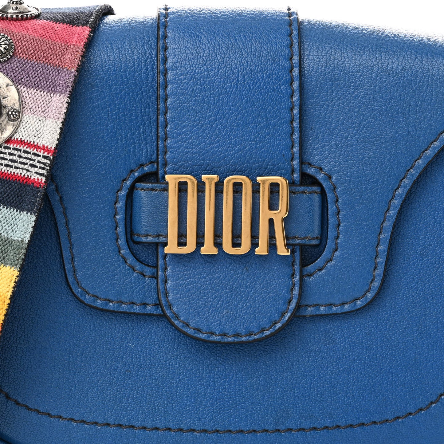 Calfskin D Fence Bohemian Saddle Bag Blue