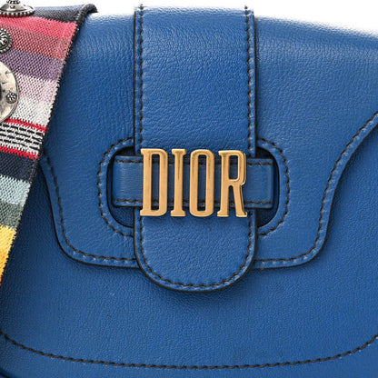 Christian Dior Calfskin D Fence Bohemian Saddle Bag Blue 8 of 11