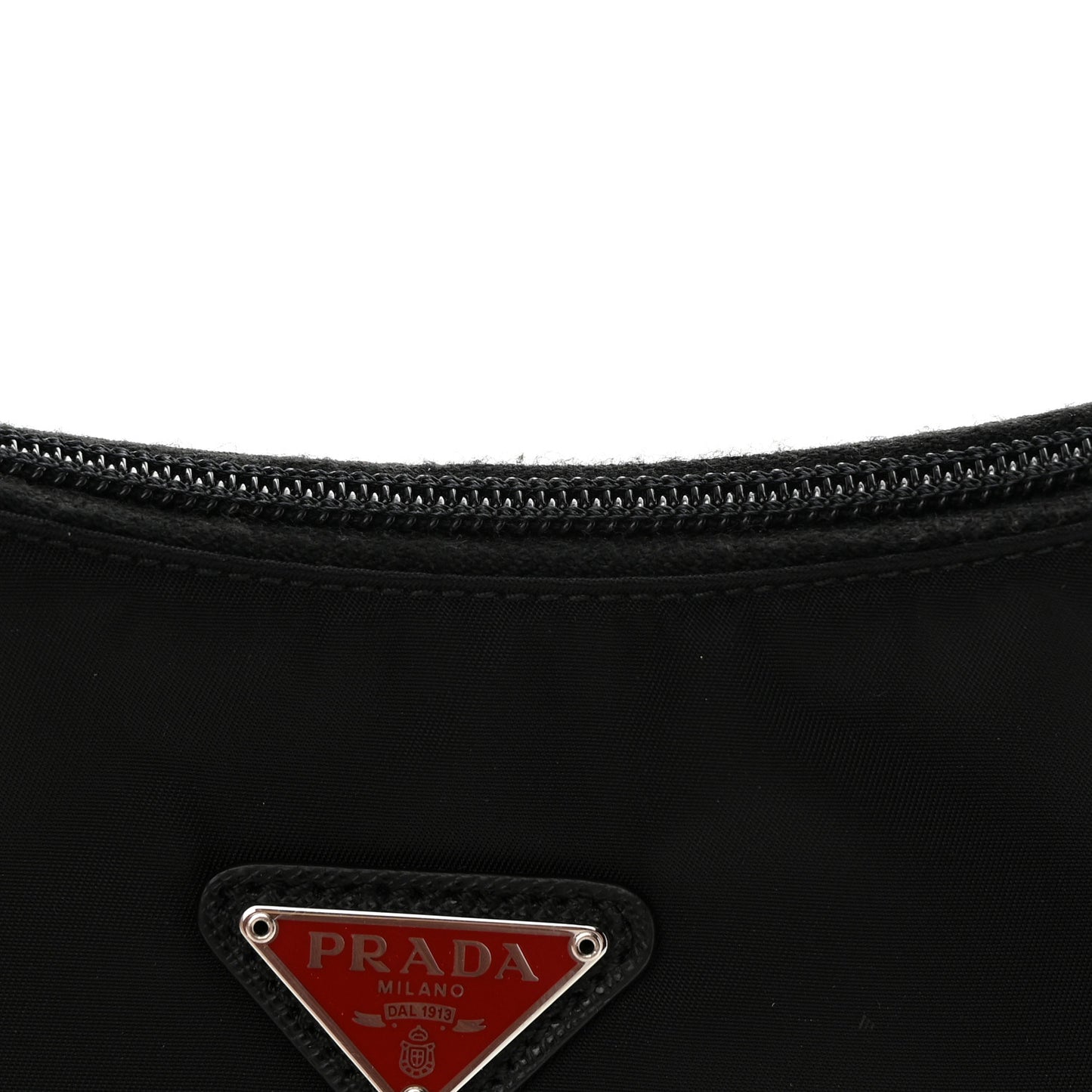 Tessuto Nylon Saffiano Lunar New Year Mini Re-Edition 2000 Bag Black Fuoco
