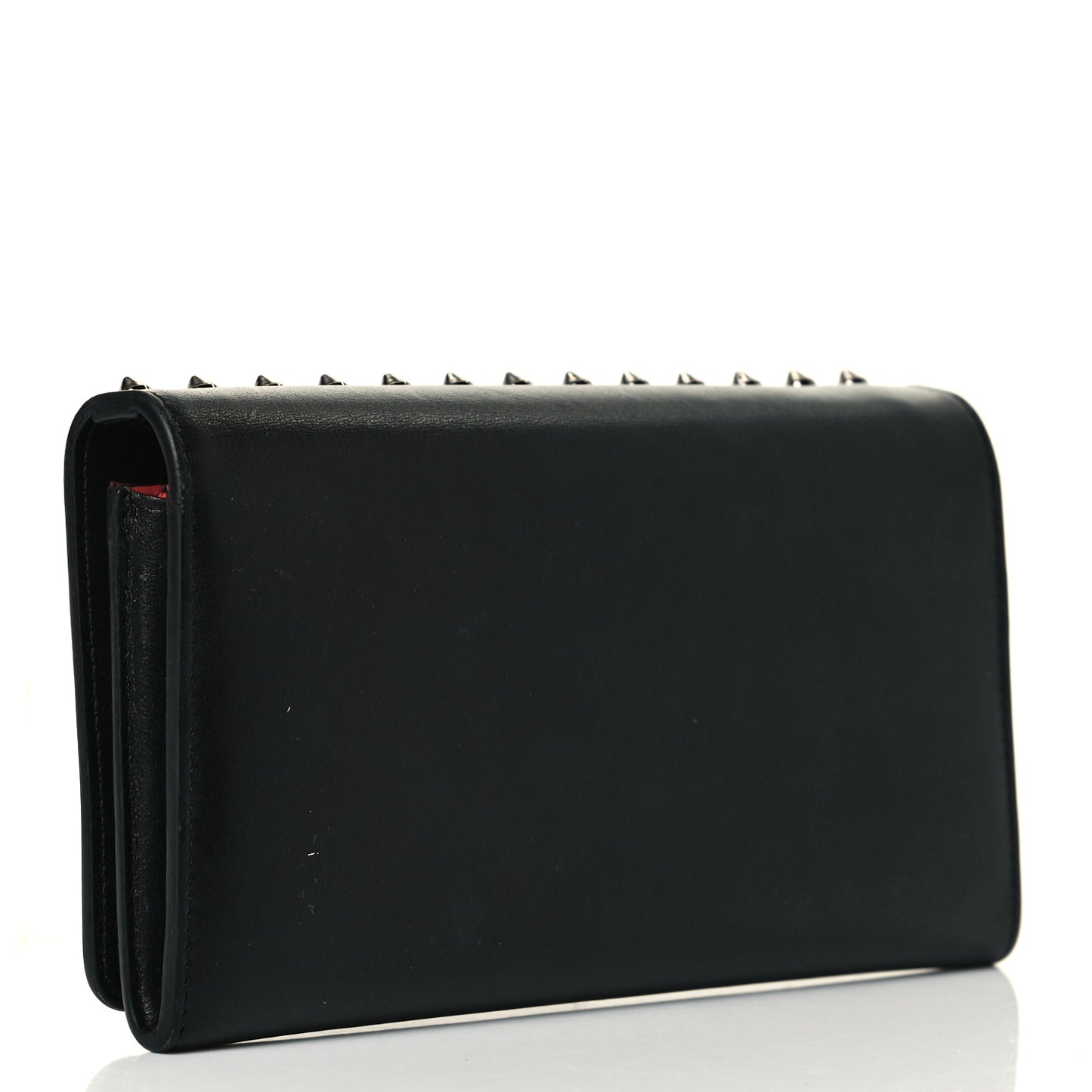 Calfskin Macaron Spiked Flap Wallet Black