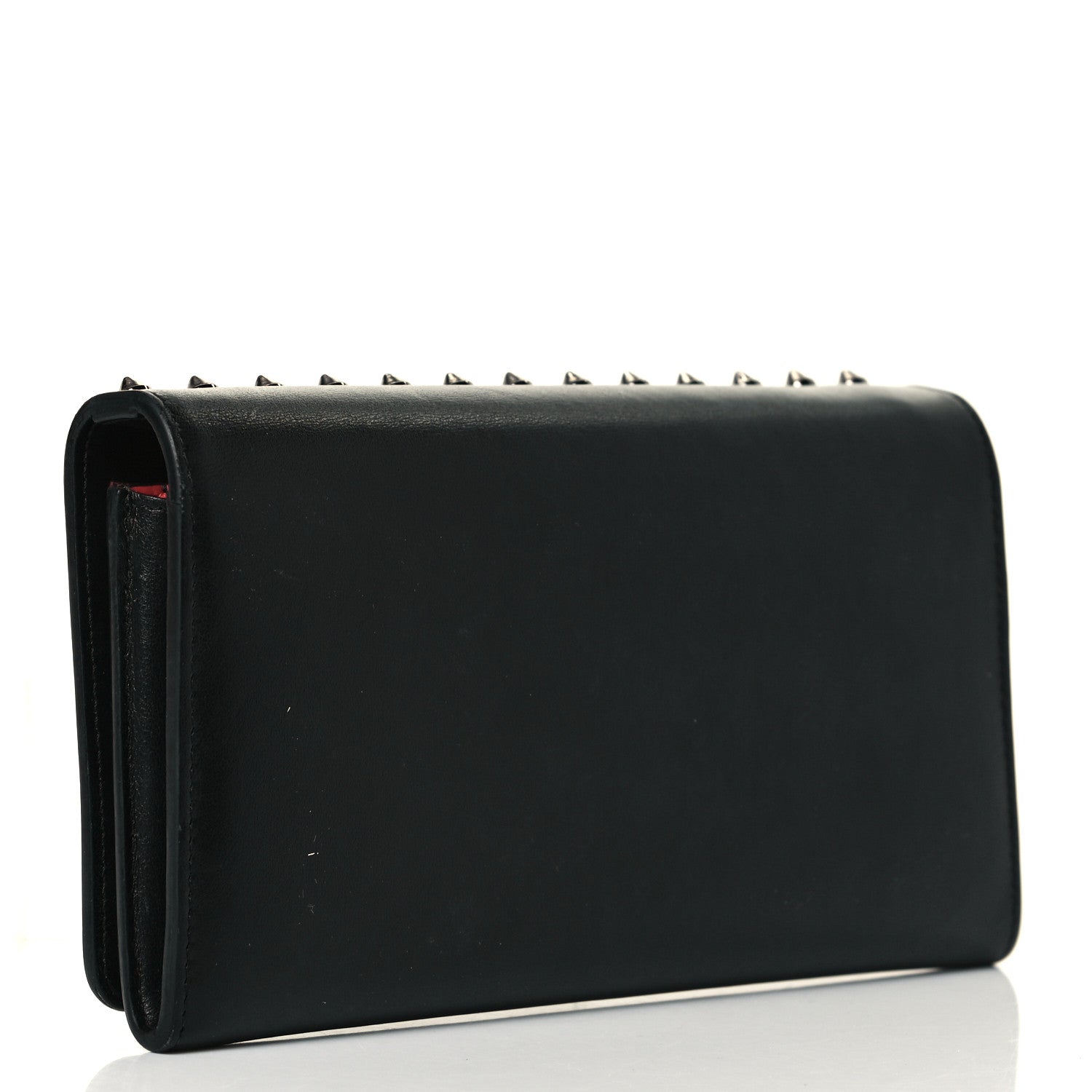 Christian Louboutin Calfskin Macaron Spiked Flap Wallet Black 3 of 10