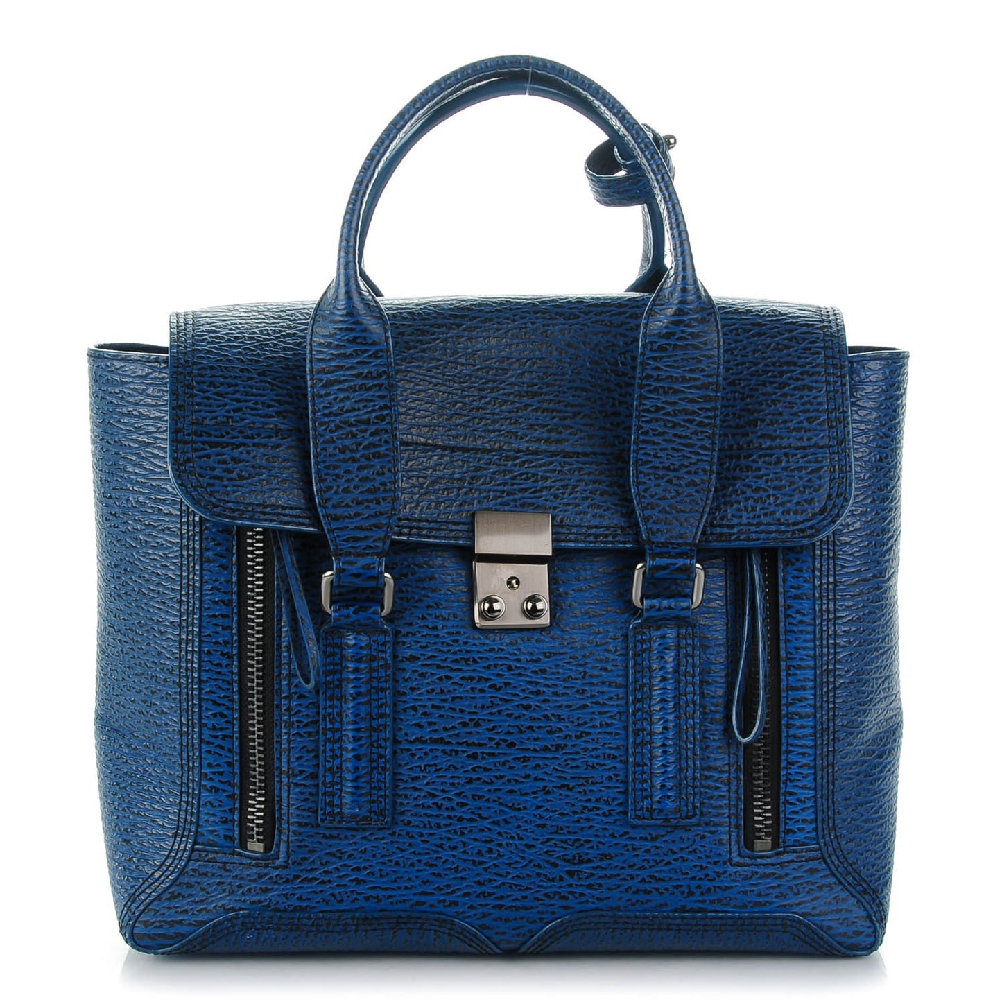 3.1 Textured Calfskin Medium Pashli Satchel Lapis