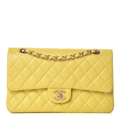Chanel Lambskin Quilted Medium Double Flap Yellow 1 of 20