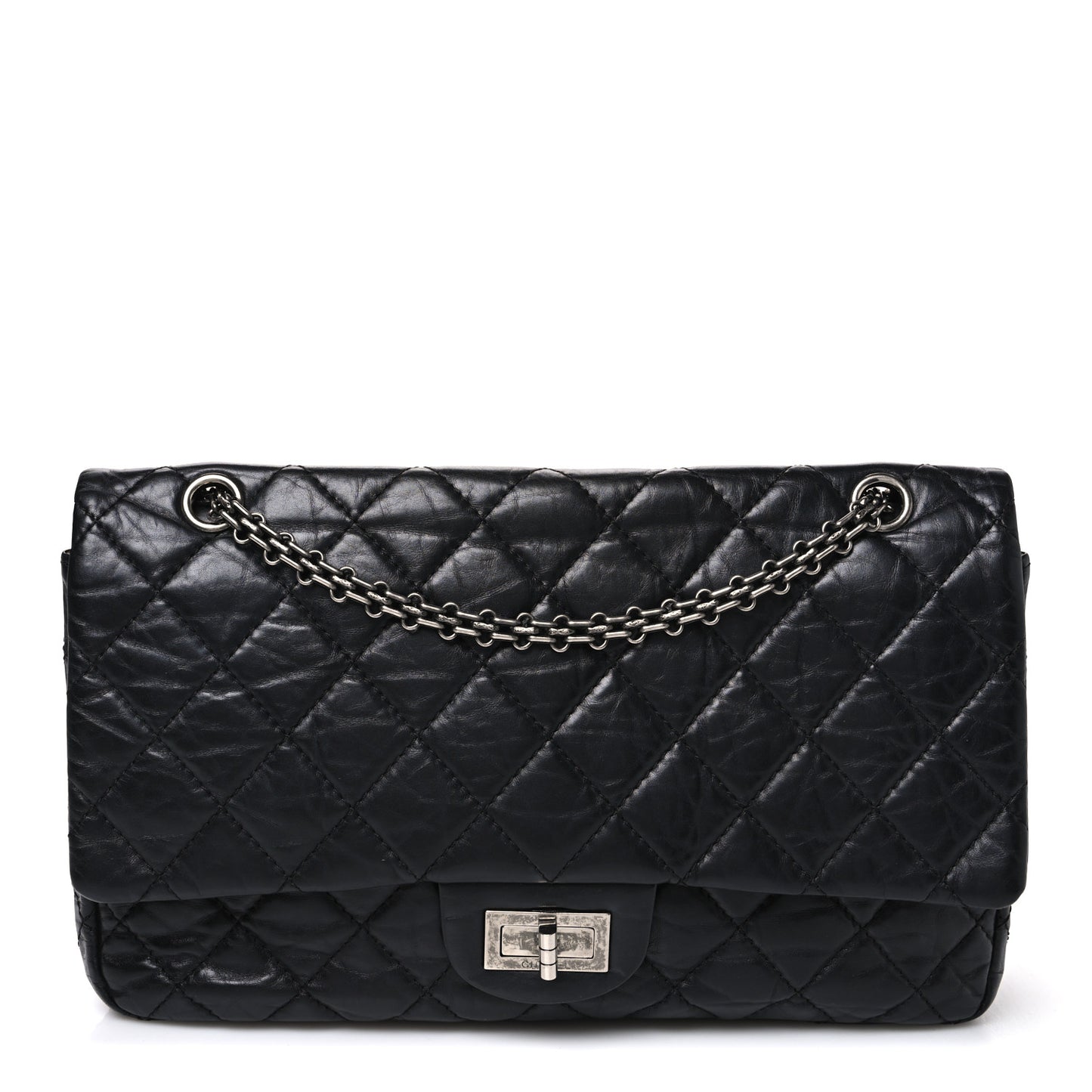 Aged Calfskin Quilted 2.55 Reissue 226 Flap Black