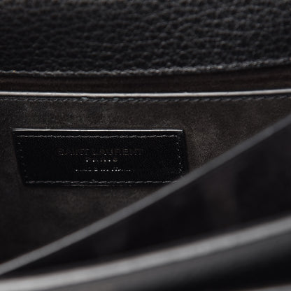 Saint Laurent Grained Calfskin Medium Monogram Sunset Satchel Black 6 of 10