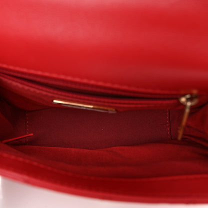 Chanel Lambskin Quilted Small Chain Infinity Top Handle Flap Dark Red 5 of 11