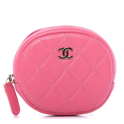 Chanel Shiny Caviar Quilted Zip Around Classic Coin Purse Pink 1 of 10