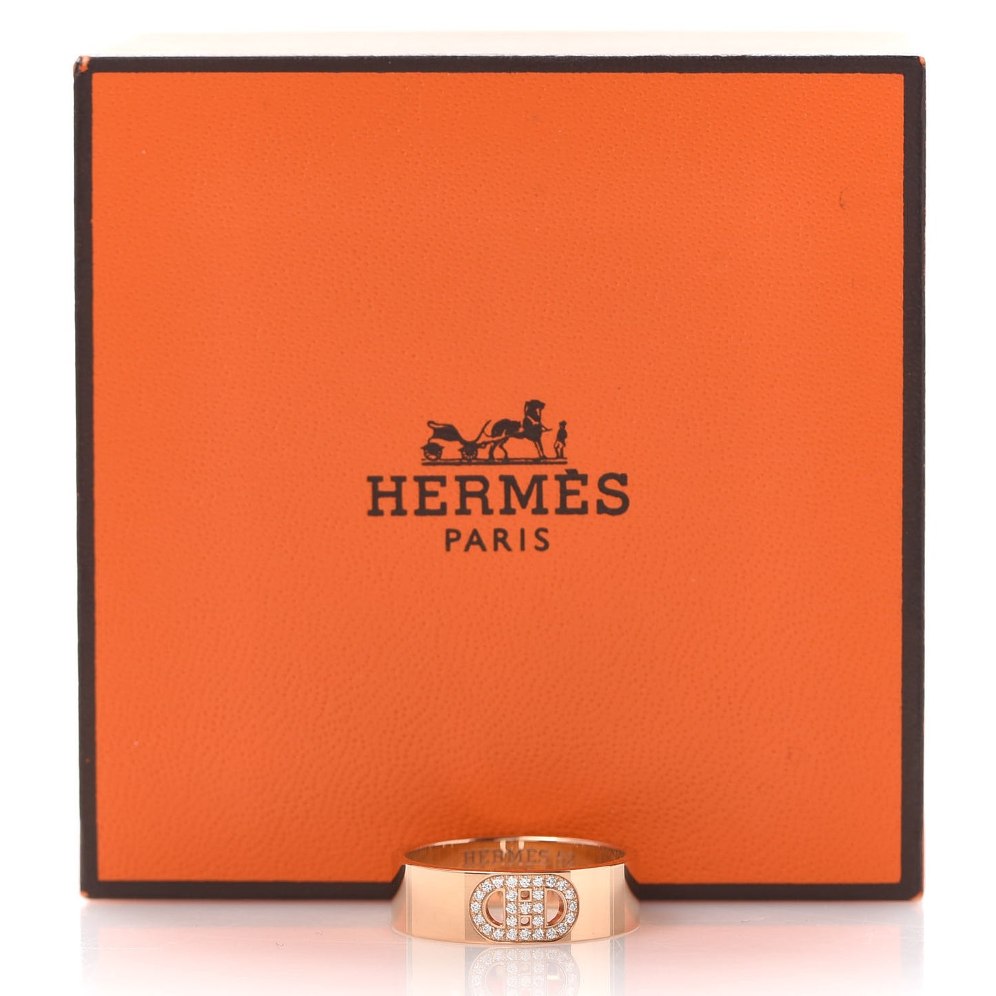 18K Rose Gold Diamond PM H D'Ancre Ring 52 6