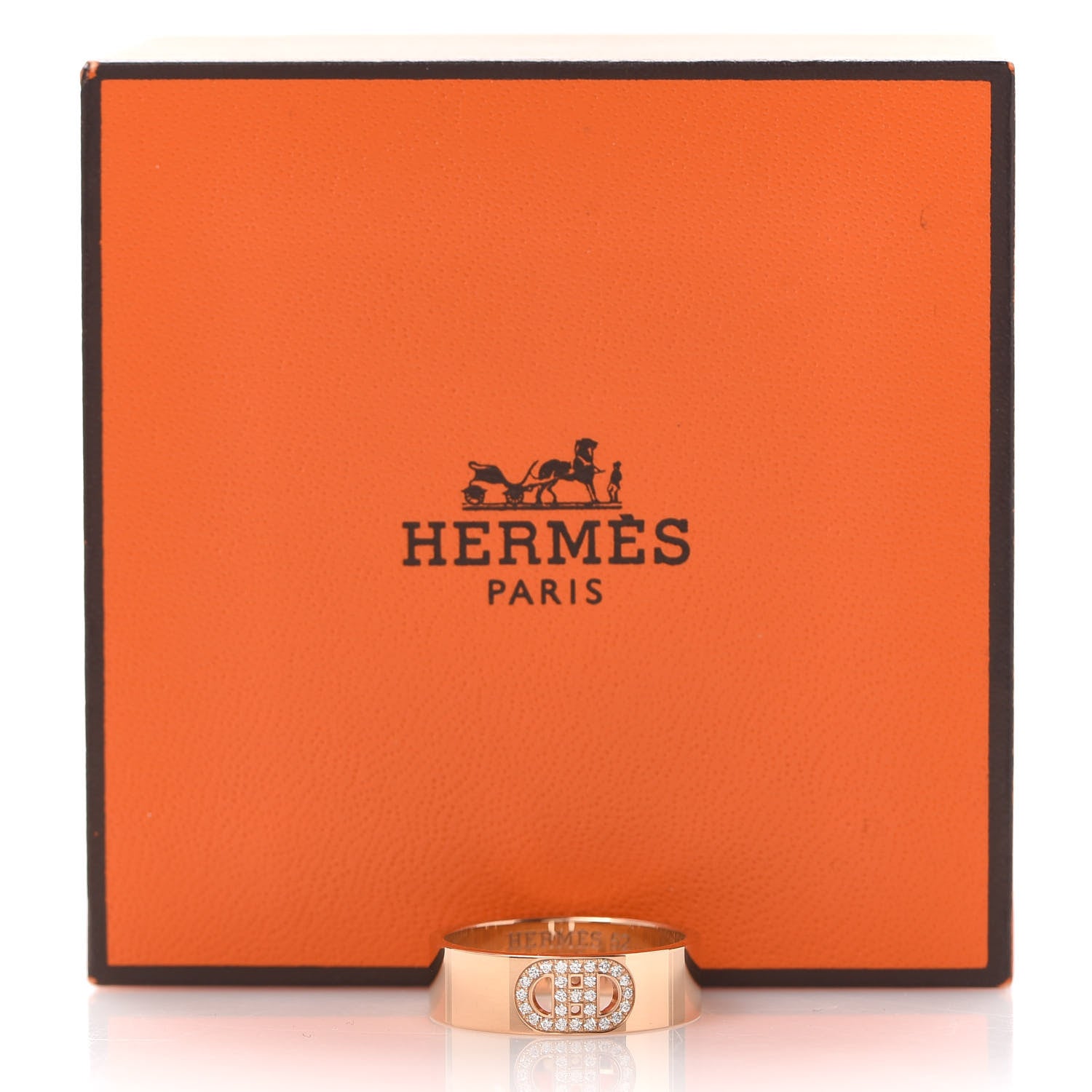 Hermes 18K Rose Gold Diamond PM H D'Ancre Ring 52 6 5 of 5