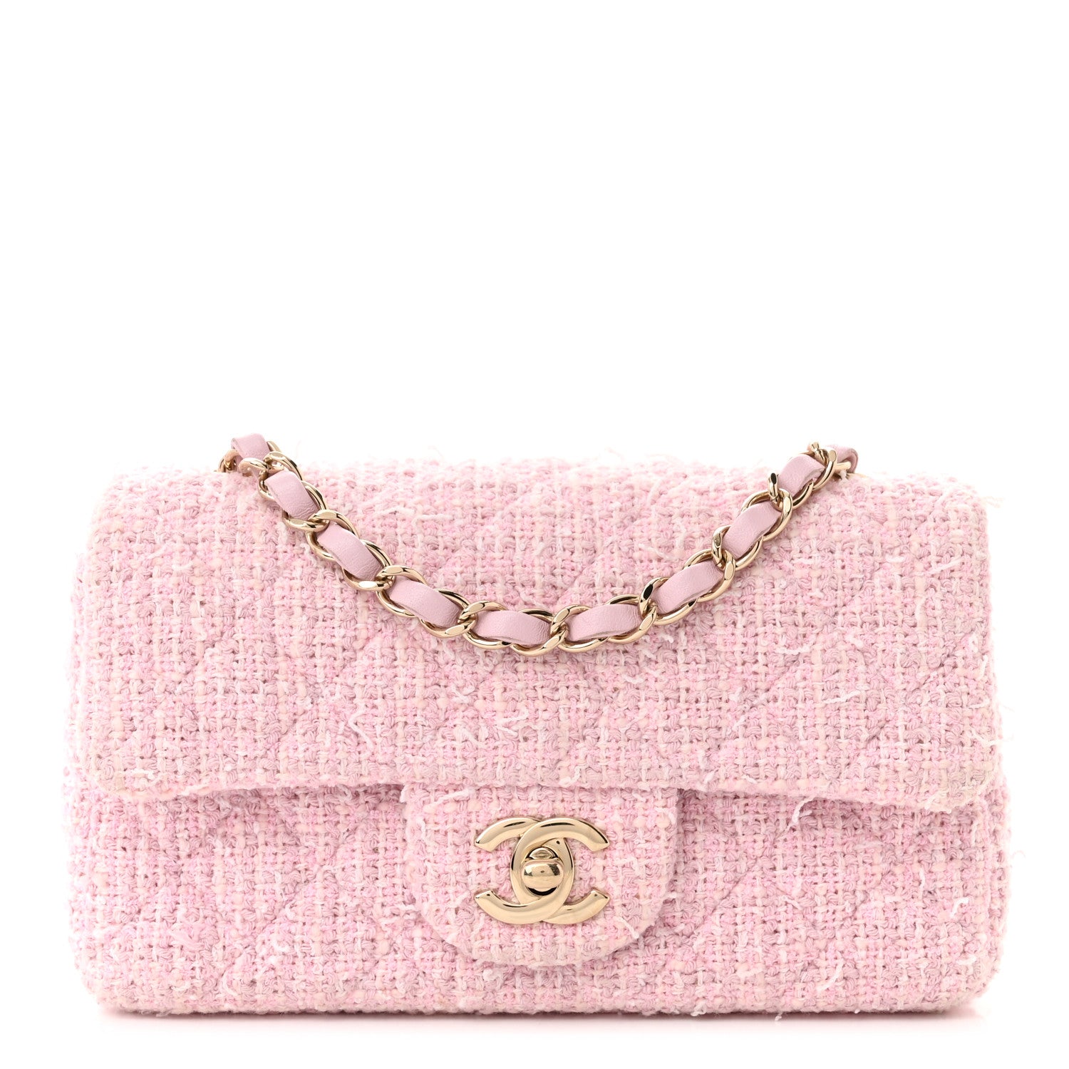 Chanel Tweed Quilted Mini Rectangular Flap Pink 1 of 10