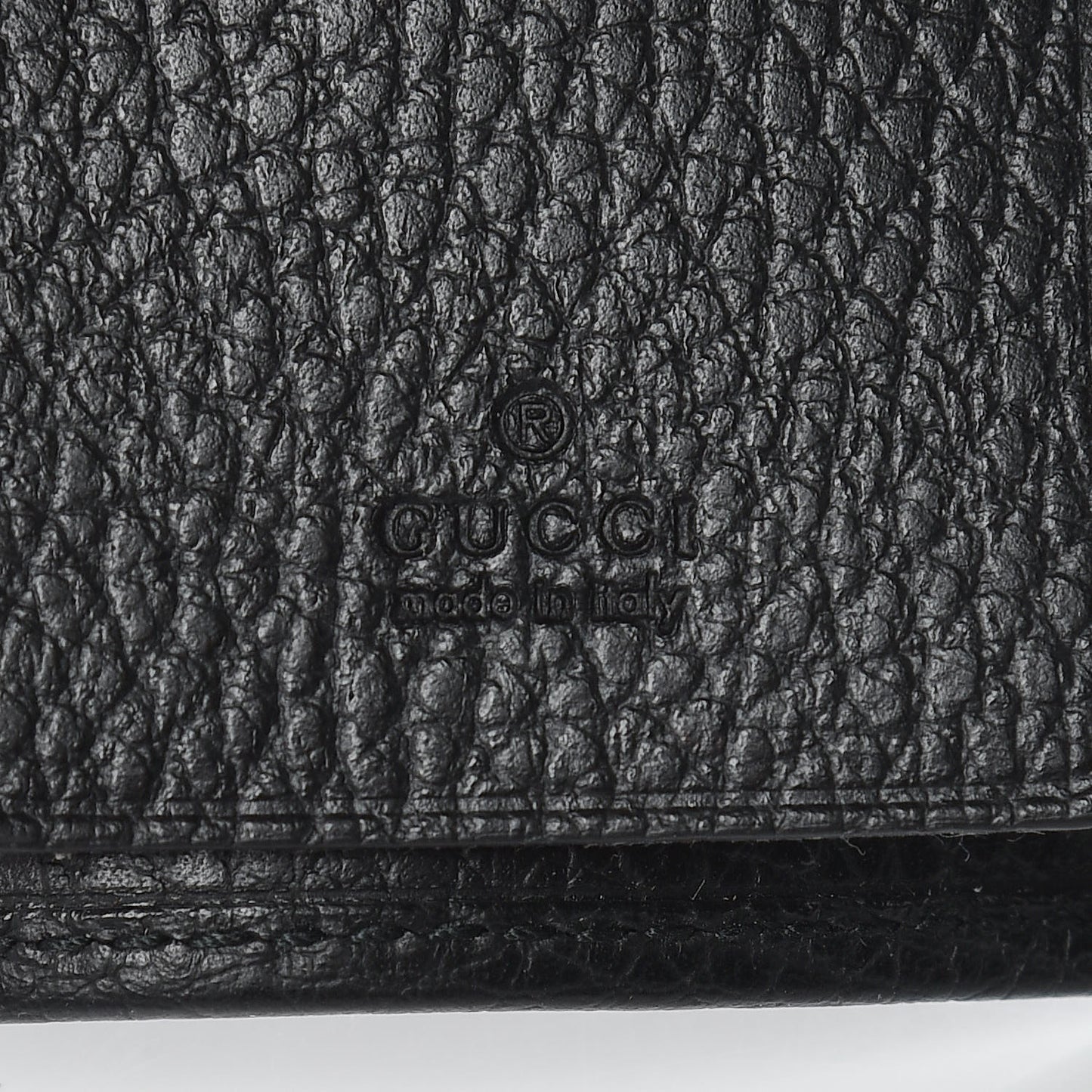 Pebbled Calfskin Butterfly 6 Key Holder Case Black