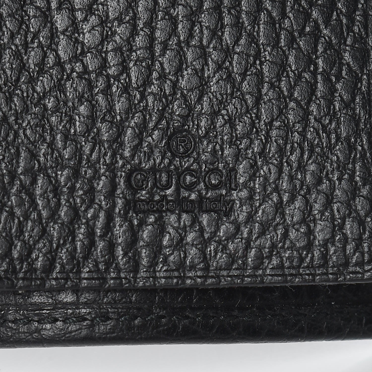 Gucci Pebbled Calfskin Butterfly 6 Key Holder Case Black 6 of 8