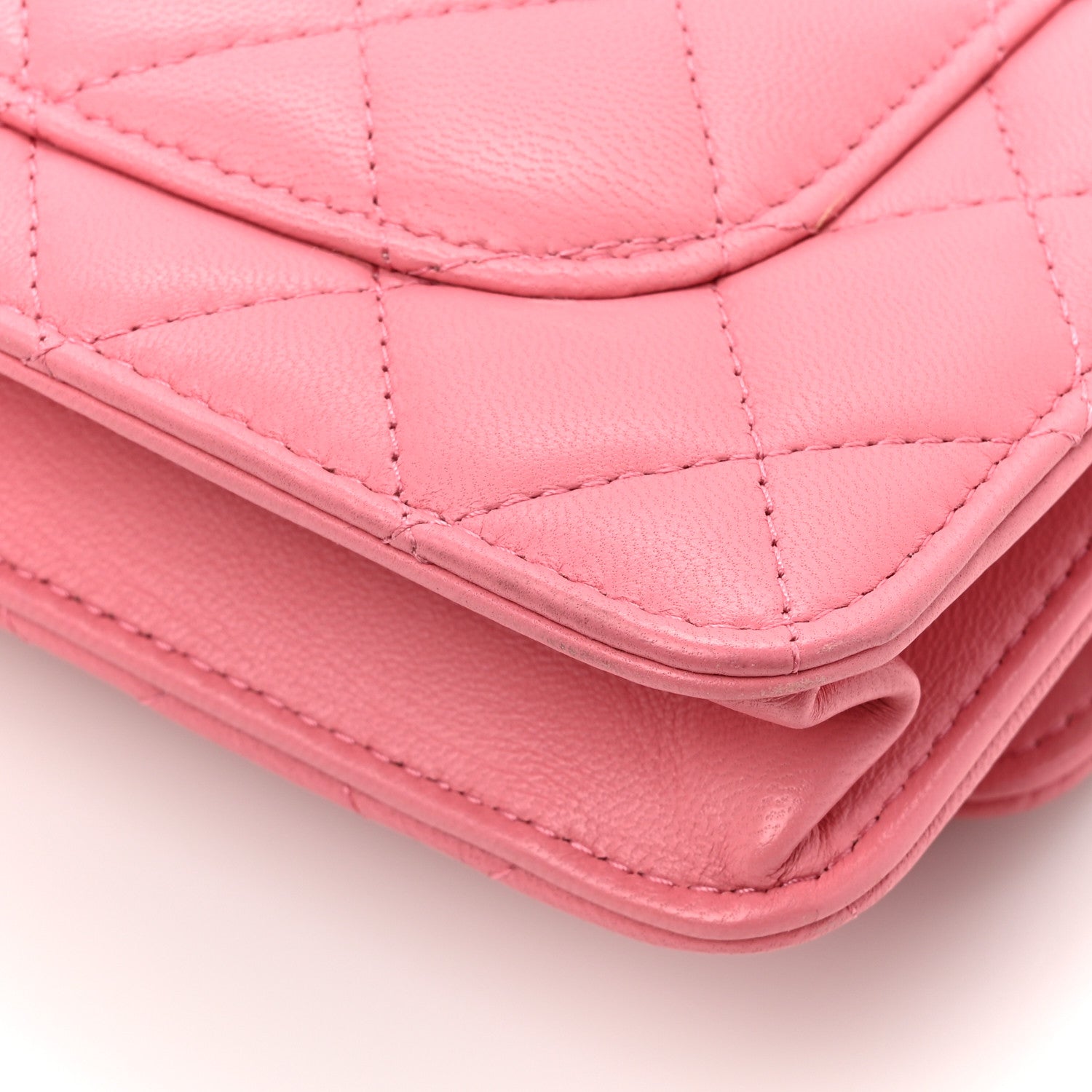 Chanel Lambskin Quilted Chain Handle Round Wallet On Chain WOC Pink 18 of 19